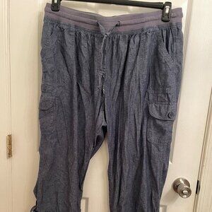 Woman Within Chambray Draw Convertible Length Cargo Utility Pants Size 20W P